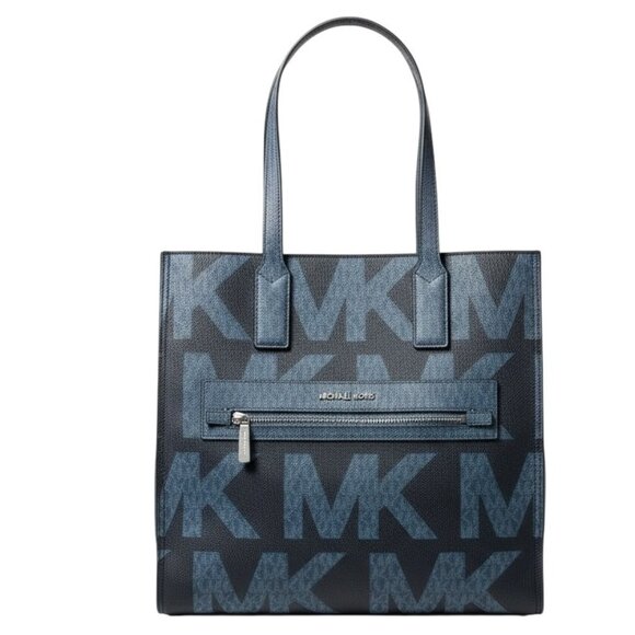 Michael Kors Kenly Large Logo Print Tote Blue (Chambray) - Picture 1 of 16